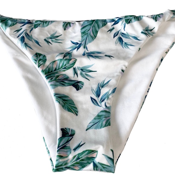 PAC Sun La Hearts ⚘ Leaf Print Hipster Bikini Bottom ⚘ White Green ⚘ XL - Picture 7 of 16